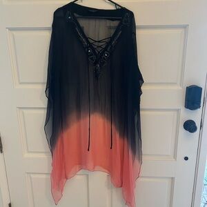 ✨ Asymmetrical ALL SAINTS Ombre Beaded Sequin Flowy Top Tunic Boho Sparkle ✨
